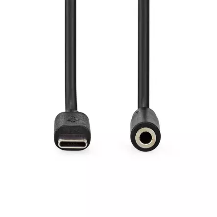 USB-C Adapter | USB 2.0 | USB-C Hane | 3.5 mm Hona | 1.00 m | Rund | Nickelplaterad | PVC | Svart | Låda - Dator och nätverk - 5412810406869 - 10