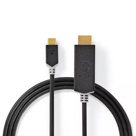 USB-C Adapter | USB 3.2 Gen 1 | USB-C Hane | HDMI Kontakt | 4K@60Hz | 2.00 m | Rund | Guldplaterad | PVC | Antracit | Låda - Dator och nätverk - 5412810331659 - 1