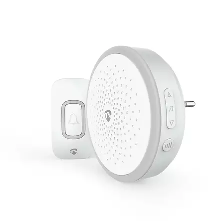 Trådlösa dörrklockan | Strömadapter | 220 - 250 V AC | 1x CR2032 | Volym: 80 dB | Signalområde: 150 m | 60 Melodier | 1 Mottagare | Vit - Dörrklockor och dörrkameror - 5412810476909 - 1