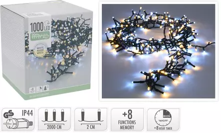 Snake LED-ljusslinga 1000 LED 20m varm och kall vit med timer för inomhus- och utomhusbruk - Ljusslingor - 8720573812689 - 1