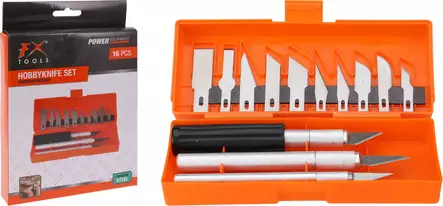 FX Tools 16-delars hobbygraverings- och hantverksknivset, precisionsblad och förvaringsfodral - Hantverksmaterial och tillbehör - 8721037240239 - 1