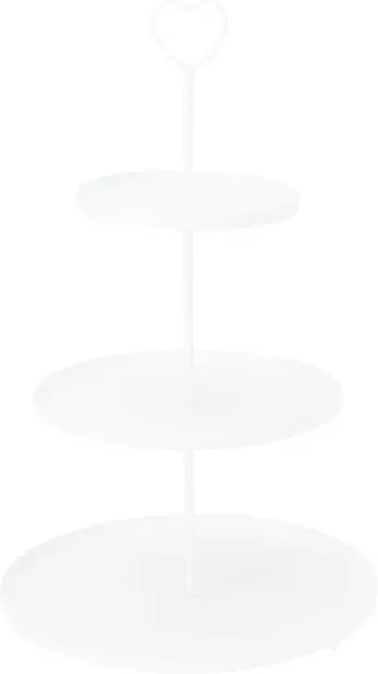 Tre-nivåers vit serveringsfat 30x30x48?cm – elegant metallställ för servering till fest och hem - Dekorationer, prydnadsföremål - 8721037516679 - 1