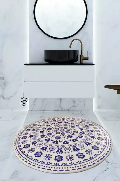 Badrumsmatta Mijölnir Flerfärgad 100% Polyester Antibakteriell Halkfri 140 cm - Badrumsmattor och våtrumsmattor - 8681875665789 - 2