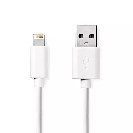 Lightning Kabel | USB 2.0 | Apple Lightning, 8-stifts | USB-A Hane | 480 Mbps | Nickelplaterad | 3.00 m | Rund | PVC | Vit | Label - Nedis produkter - 5412810421039 - 2