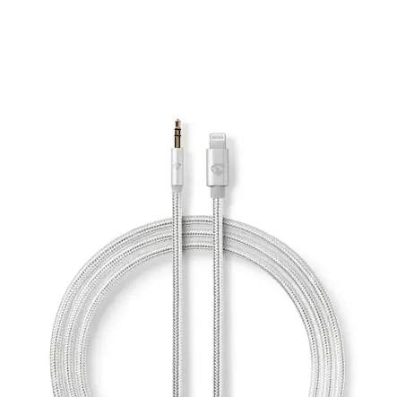 Lightning Adapter | Apple Lightning, 8-stifts | 3.5 mm Hane | Guldplaterad | 1.00 m | Rund | Nylon | Kartong med täckt fönster - Blixtkablar - 5412810313099 - 2
