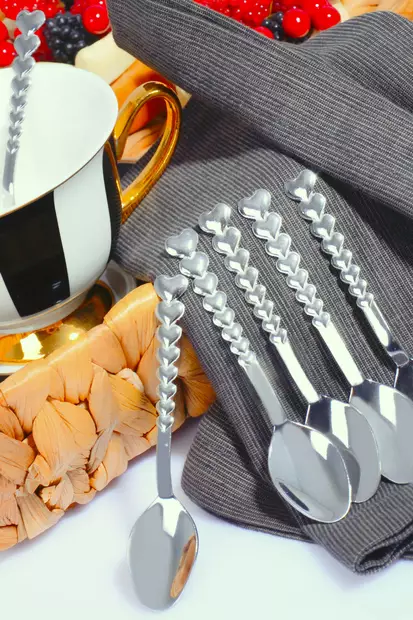 Skedset (12 stycken), silver, 11 x 1 x 1 cm, hållbar, tål diskmaskin - Bestick och serveringsredskap - 8681875579949 - 2