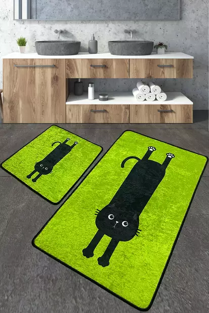 Lyxigt badrumsmatteset (2 st), flerfärgat, 60 x 100 cm, antibakteriellt, halkfritt - Badrumsmattor och våtrumsmattor - 8683342801249 - 1