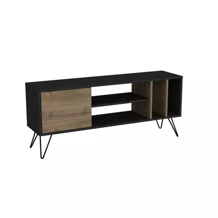TV-bänk Hanah Home Mistico Valnöt Svart Spånskiva 140x58,7x35,5 cm - TV-bänkar - 8681875670479 - 1