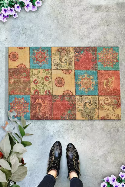 PVC-dörrmatta, flerfärgad, 40 x 60 cm, slitstark, halkfri - Dörrmattor och skrapmattor - 8681875388039 - 2