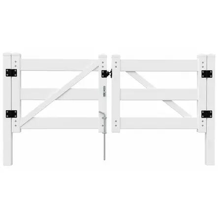Ranch häststaket dubbelbladigt portelementsystem med 152 cm höga stolpar, vit PVC - Staket och stängselnät - 6438014430669 - 1
