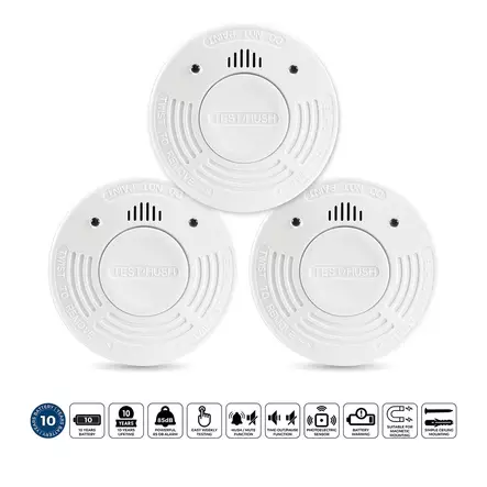 Rökdetektor med 10 års batteri- och sensortid 3-pack Vit - Brandvarnare och kolmonoxidvarnare - 8711902089469 - 1
