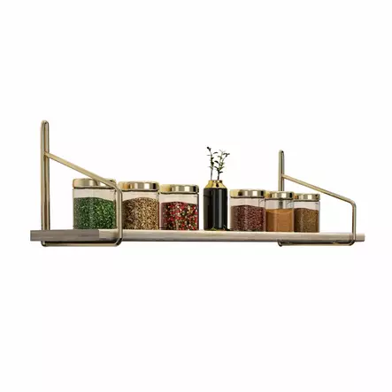 Vägghylla Hanah Home Duvar Raf? Guld Brun Massivt Trä 15x15x60 cm - Vägghyllor - 8682870729759 - 1