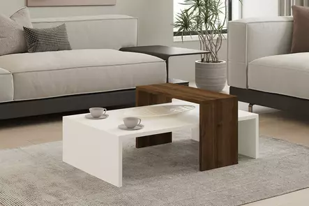 Soffbord Hanah Home Glow Vit Valnöt Spånskiva 80x31,8x50 cm - Soffbord - 8681875449419 - 2