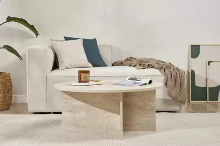 Soffbord Hanah Home Soleil Travertin Spånskiva 90x40x90 cm - Soffbord - 8684283850389 - 2