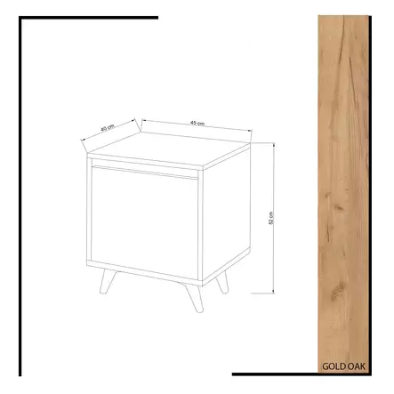 Sängbord Hanah Home Yeppuga Ek Spånskiva 45x52x40 cm - Nattduksbord - 8681875126679 - 1