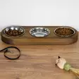Matskål Hanah Home Pet016 Valnöt Granträ 17x3x48 cm - Mat- och dryckeskärl - 8682870777149 - 3
