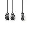 Balanserad ljudkabel | 2x XLR 3-Pin Hane | 3.5 mm Hane | Nickelplaterad | 1.50 m | Rund | PVC | Mörkgrå | Kartonghylsa - Ljudkablar - 5412810295869 - 10