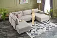 Hörnbäddsoffa Atelier del Sofa Efsun Cream Polyester Linne 300x202x78 cm - Soffor - 8682870658929 - 2