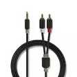 Stereoljudkabel | 3.5 mm Hane | 2x RCA Hane | Guldplaterad | 3.00 m | Rund | Antracit | Låda - Ljudkablar - 5412810265039 - 1