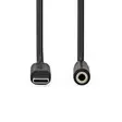 USB-C Adapter | USB 2.0 | USB-C Hane | 3.5 mm Hona | 1.00 m | Rund | Nickelplaterad | PVC | Svart | Låda - Dator och nätverk - 5412810406869 - 10