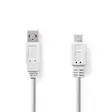 USB-kabel | USB 2.0 | USB-A Hane | USB Micro-B Hane | 480 Mbps | Nickelplaterad | 1.00 m | Platt | PVC | Vit | Kuvert - Dator och nätverk - 5412810274949 - 1