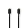 USB-kabel | USB 2.0 | USB-C Hane | USB-C Hane | 240 W | 480 Mbps | Nickelplaterad | 2.00 m | Rund | PVC | Svart | Label - Dator och nätverk - 5412810421749 - 1