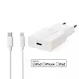 Väggladdare | 20 W | GaN | PD3.0 | 1.67 A / 2.22 A / 3.0 A | Antal utgångar: 1 | USB-C | Lightning 8-Pin (Lös) Kabel | 1.00 m | Automatiskt val av Spänning | Vit - Nätladdare - 5412810472819 - 50