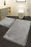 Badrumsmatteset i akryl (2 delar), grå, 50 x 60 cm och 60 x 100 cm, mjuk, antibakteriell, halkfri - Badrumsmattor och våtrumsmattor - 8681875328769 - 2