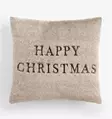 Prydnadskudde Aberto Design Happy Christmas Beige Polyester 43x43 cm - Prydnadskuddar - 8684284032029 - 1