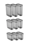Förvaringslåda Set Hermia Antracit Plast 9 Delar - Matlådor och matförvaringsbehållare - 8683342477499 - 1