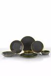 Matsservis Hermia Svart Guld Porslin 8 Delar - Serveringsfat - 8684282479369 - 1