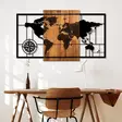Väggdekor Trä Wallity World Map 1-L Valnöt/Svart Trä/Metall 70x121 cm - Dekorationer, prydnadsföremål - 8683742112389 - 2