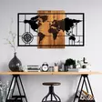 Väggdekor Trä Wallity World Map 1-L Valnöt/Svart Trä/Metall 70x121 cm - Dekorationer, prydnadsföremål - 8683742112389 - 3