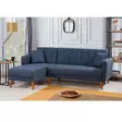Hörnbäddsoffa Atelier del Sofa Aqua Mörkblå Linne 225x150x85 cm - Soffor - 8682870104839 - 2