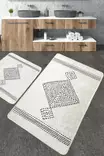 Badrumsmatta Set Mijölnir Flerfärgad 100% Polyester Antibakteriell Halkfri 50x60 cm & 60x100 cm - Badrumsmattor och våtrumsmattor - 8683342801119 - 2