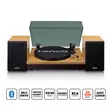 Skivspelare med Bluetooth® och två separata högtalare Wood - Skivspelare och nålar - 8711902041009 - 1