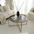 Soffbord Hanah Home Gold Sun S404F Guld Härdat Glas 83x40x83 cm - Soffbord - 8682870660519 - 4