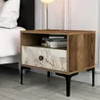Sängbord Hanah Home Lizbon 531 Valnöt Vit Spånskiva 56x50,8x40 cm - Nattduksbord - 8683743327669 - 2