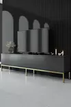 TV-bänk Hanah Home Lord Antracit Guld Spånskiva 180x47x30 cm - TV-bänkar - 8684282483939 - 2