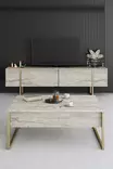 TV-bänk Hanah Home Luxe Travertin Guld Spånskiva 180x30x50 cm - TV-bänkar - 8684282970439 - 4