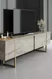 TV-bänk Hanah Home Luxe Travertin Guld Spånskiva 180x30x50 cm - TV-bänkar - 8684282970439 - 5