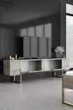 TV-bänk Hanah Home Luxe Travertin Guld Spånskiva 180x30x50 cm - TV-bänkar - 8684282970439 - 6