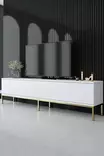 TV-bänk Hanah Home Lord Vit Guld Spånskiva 180x47x30 cm - TV-bänkar - 8684282484059 - 2
