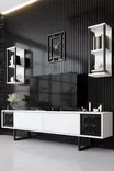 TV-bänk Hanah Home Black Line Vit Svart Spånskiva 180x30x48 cm - TV-bänkar - 8683742126119 - 2