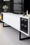 TV-bänk Hanah Home Black Line Vit Svart Spånskiva 180x30x48 cm - TV-bänkar - 8683742126119 - 5