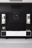 TV-bänk Hanah Home Black Line Vit Svart Spånskiva 180x30x48 cm - TV-bänkar - 8683742126119 - 3