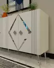 Konsolbord Hanah Home Domino KB150 Vit Silver Spånskiva 150x75x35 cm - Byråer och skåp - 8684283560349 - 4