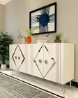 Konsolbord Hanah Home Domino KB150 Vit Silver Spånskiva 150x75x35 cm - Byråer och skåp - 8684283560349 - 3