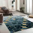 Matta Conceptum Exfab215 Vit Grön Guld Polyester 160x230 cm - Stora och medelstora mattor - 8683742599449 - 2