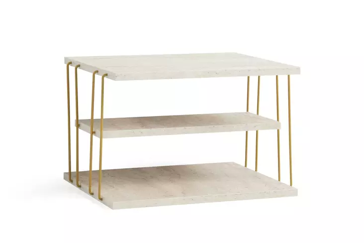 Sidobord Hanah Home Lifon Travertin Guld Spånskiva Metall 50x33x40 cm - Sidobord och extrabord - 8684283111299 - 1